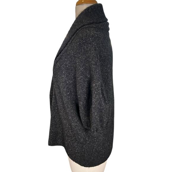 BCBGMAXAZRIA Wool Blend Bubble Short Sleeve Cardigan Charcoal Gray Size M/L - Picture 3 of 10